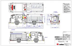 Detailed fire truck blueprint