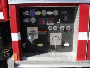 Controls in a fire truck