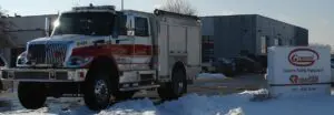 Fire truck in the snow