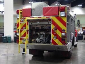 Rear view of a fire truck