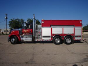 Red and white Lonestar fire truck
