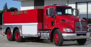 A Sun Country Fire Truck in Red and White Color
