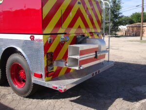 Rear view of fire truck