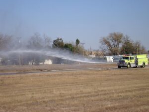 Jordan VFD Pumper Tanker fire truck spraying water demonstration